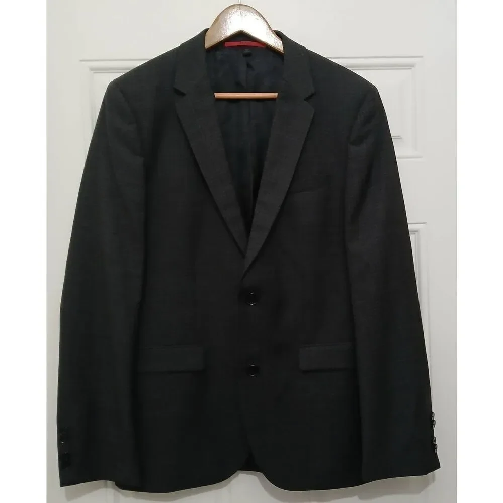 Hugo boss mens 38R Marlene biella houndstooth gray Virgin wool blazer red label